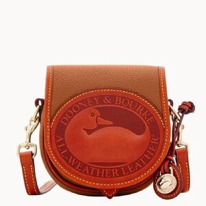 NWT Dooney & Bourke Brown Tan All-Weather Leather Saddle Crossbody
